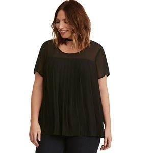 Torrid Black Accordion Pleated Chiffon Blouse NWT